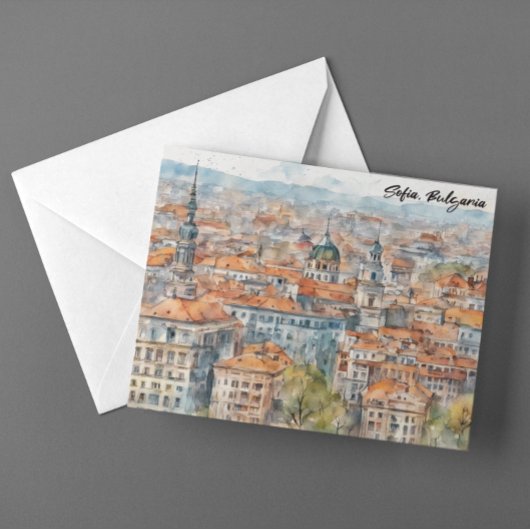 Schöne Sofia Bulgarien Aquarellmalerei Stadt Postkarte
