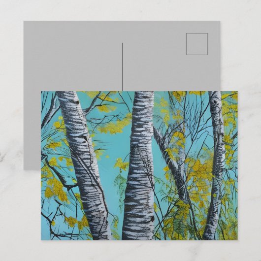Schöne Sommer Birke Postkarte (Vorne/Hinten)