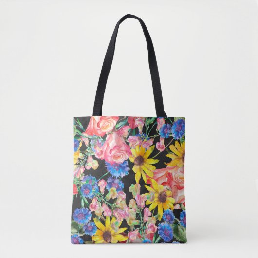 Schöne Sommer-Blume mit Rose. Naht Tasche (Vorderseite)