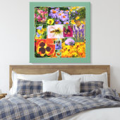 Schöne Sommer-Blume und Insekten-Collage Leinwanddruck (Insitu (Schlafzimmer))