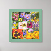 Schöne Sommer-Blume und Insekten-Collage Leinwanddruck (Vorderseite)
