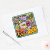Schöne Sommer-Blume und Insekten-Collage Quadratischer Aufkleber (Umschlag)