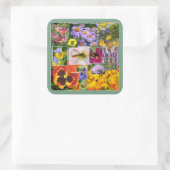 Schöne Sommer-Blume und Insekten-Collage Quadratischer Aufkleber (Tasche)