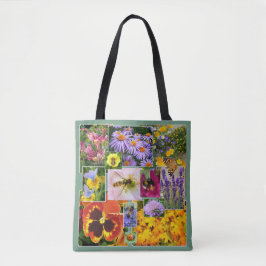 Schöne Sommer-Blume und Insekten-Collage Tasche