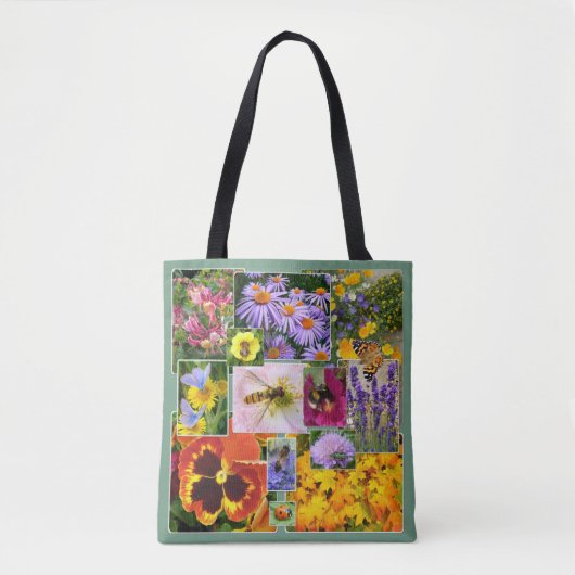 Schöne Sommer-Blume und Insekten-Collage Tasche (Vorderseite)