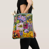 Schöne Sommer-Blume und Insekten-Collage Tasche (Von Nahem)