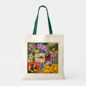 Schöne Sommer-Blume und Insekten-Collage Tragetasche (Rückseite)