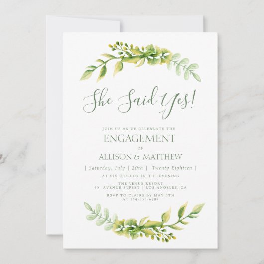 Schöne Sommer-grüne Einladung (Vorderseite)