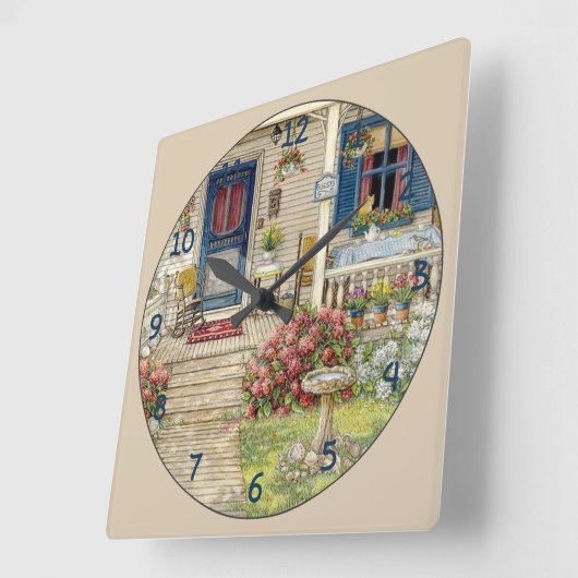 Schöne Sommer-Hütte Quadratische Wanduhr (Winkel)