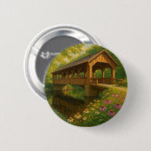 Schöne Sommer-Kunst einer überdachten Brücke Button (Vorne & Hinten)