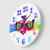 Schöne Sommer-Schmetterlinge Rainbow-Colors Große Wanduhr (Winkel)