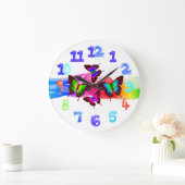 Schöne Sommer-Schmetterlinge Rainbow-Colors Große Wanduhr (Zuhause)