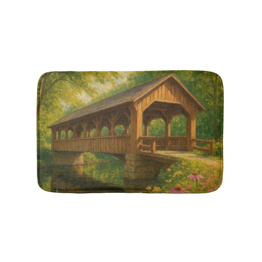 Schöne Sommer überdachte Brücke Kunst Badematte (Vorderseite)