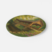 Schöne Sommer überdachte Brücke Kunst Pappteller (Schrägansicht)