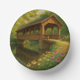 Schöne Sommer überdachte Brücke Kunst Pappteller