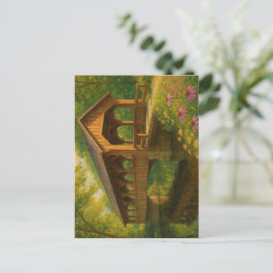 Schöne Sommer überdachte Brücke Kunst Postkarte