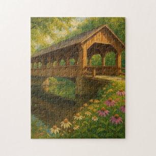 Schöne Sommer überdachte Brücke Kunst Puzzle