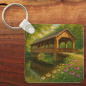 Schöne Sommer überdachte Brücke Kunst Schlüsselanhänger (Vorderseite)