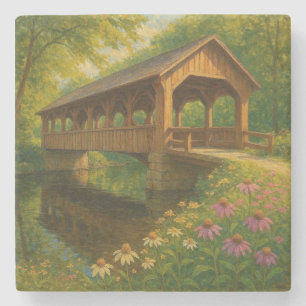 Schöne Sommer überdachte Brücke Kunst Steinuntersetzer