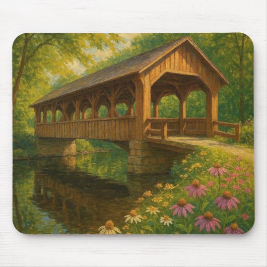 Schöne Sommergedeckte Brückenkunst Mousepad (Vorne)