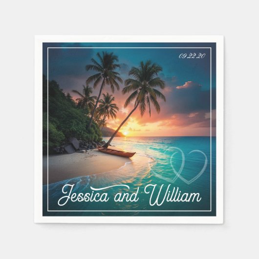 Schöne Sommerhochzeit Serviette (Vorderseite)