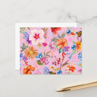 Schöne Sommerrosa Blumenkarte Postkarte
