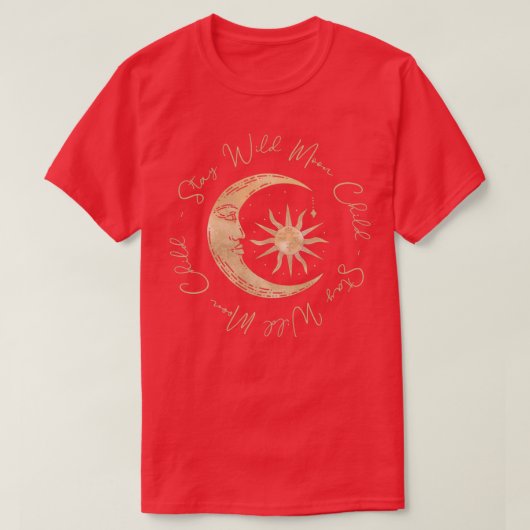 Schöne Sonne und Mond Celestial Boho T-Shirt (Design vorne)