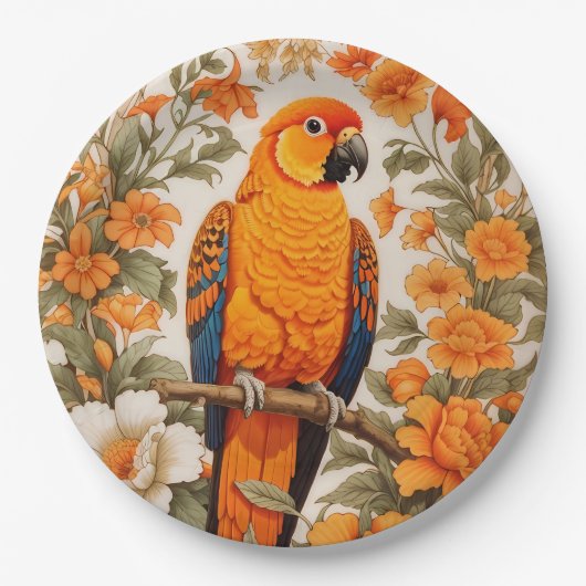 Schöne Sonnenaratinge im Stil von William Morris Pappteller (Vorderseite)