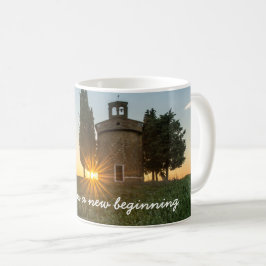 Schöne Sonnenaufgang-Glockenturm-Wiese Kaffeetasse