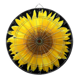 Schöne Sonnenblume auf dem Schwarzen Dart Board Dartscheibe