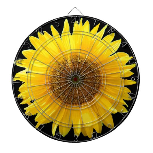 Schöne Sonnenblume auf dem Schwarzen Dart Board Dartscheibe (vorne)