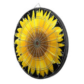 Schöne Sonnenblume auf dem Schwarzen Dart Board Dartscheibe (Vorderseite rechts)
