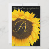 Schöne Sonnenblume auf der Schwarzen Hochzeit Einl Einladung (Rückseite)
