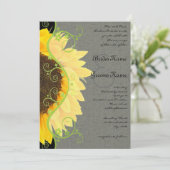 Schöne Sonnenblume auf der Schwarzen Hochzeit Einl Einladung (Stehend Vorderseite)