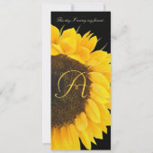 Schöne Sonnenblume auf der Schwarzen Hochzeit Einl Einladung (Rückseite)