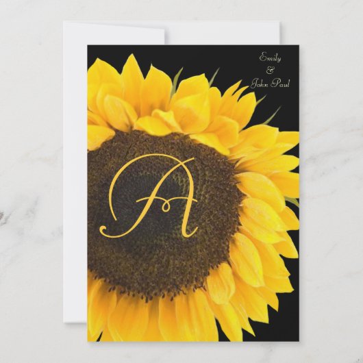 Schöne Sonnenblume auf der Schwarzen Hochzeit Einl Einladung (Rückseite)