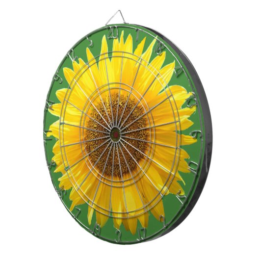 Schöne Sonnenblume auf Grün Dartscheibe (Vorderseite rechts)