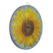 Schöne Sonnenblume auf Hellblau Dartscheibe (Vorderseite Links)