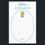 Schöne Sonnenblume Braut um Rat zu geben<br><div class="desc">Die Blütenblume ist hübsch blau und gelb gehalten und in einem blau-weiß-runden Rahmen mit einem wunderschönen blauen Text versehen. Verwenden Sie die Vorlagen für eine einfache Anpassung. Bestelle noch heute! Einladung Design: Weddingsby Rhodie Floral Kunstwerk: AMBillustrations http://www.etsy.com/shop/AMBillustrations/</div>