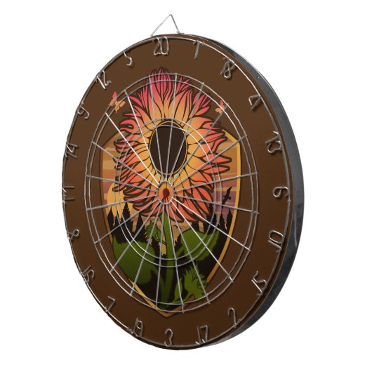 Schöne Sonnenblume Dartscheibe (Vorderseite rechts)