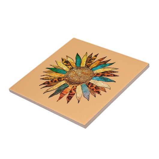Schöne Sonnenblume Fliese (Seite)