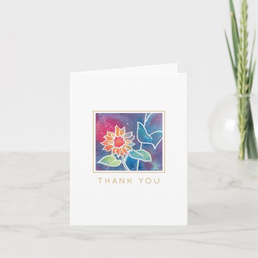 Schöne Sonnenblume Flora Wasserfarbe Dankeskarte (Vorderseite)