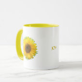 Schöne Sonnenblume & Freudetext-Tasse Tasse (Vorderseite Links)