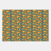 Schöne Sonnenblume Gelb Aquamarines Abstraktes Mus Geschenkpapier Set (Vorderseite 3)