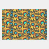 Schöne Sonnenblume Gelb Aquamarines Abstraktes Mus Geschenkpapier Set (Vorderseite 2)