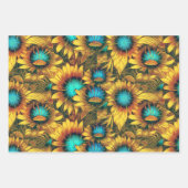 Schöne Sonnenblume Gelb Aquamarines Abstraktes Mus Geschenkpapier Set (Vorderseite)