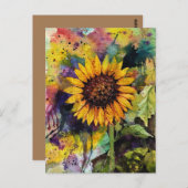 Schöne Sonnenblume im Wasser Postkarte (Vorne/Hinten)