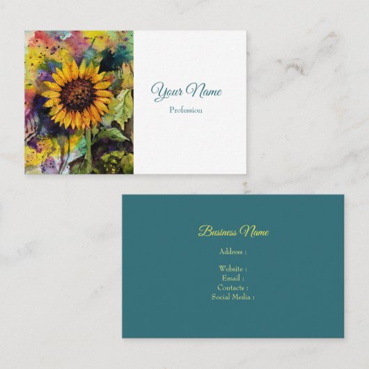Schöne Sonnenblume im Wasser Visitenkarte (Vorne/Hinten)