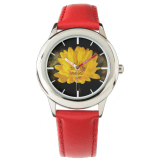 Schöne Sonnenblume mit dunkelbraunem Hintergrund Armbanduhr