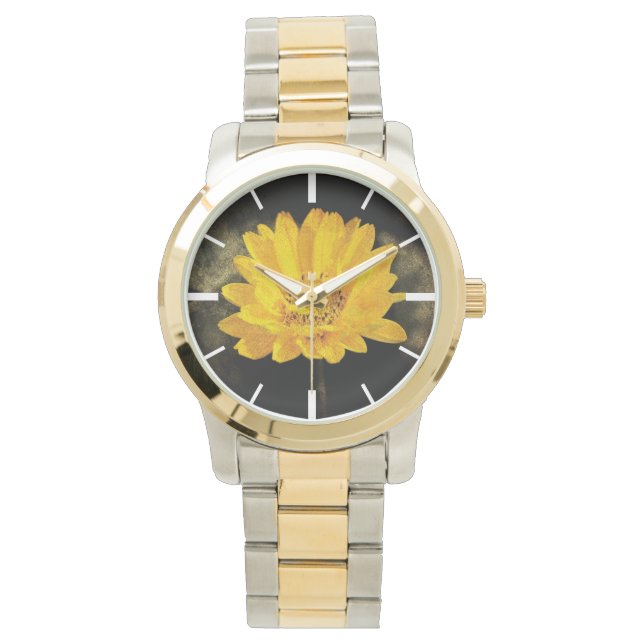 Schöne Sonnenblume mit dunkelbraunem Hintergrund Armbanduhr (Vorderseite)